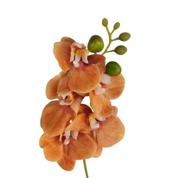 Artificial Orange Orchid Stem | Phalaenopsis Faux Flower | Realistic Silk Orchid - Picture 5 of 8